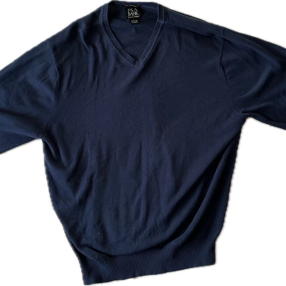 100% Cotton Joseph Banks Men's Navy V-Neck Sweater
